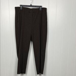 J. Jill Womens Ponte Knit Pant XL Brown Slim Leg Faux Fly Stretch Waist Pull-on